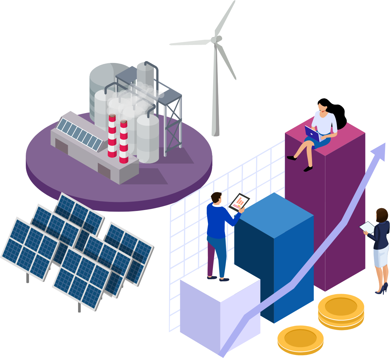 A graphic showing renewable technology